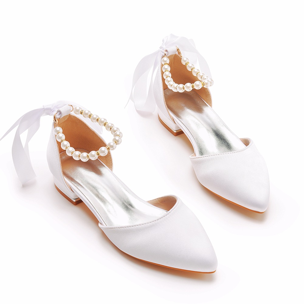 Sandals - Wedding Shoes Bride Flat Heel Pointed
