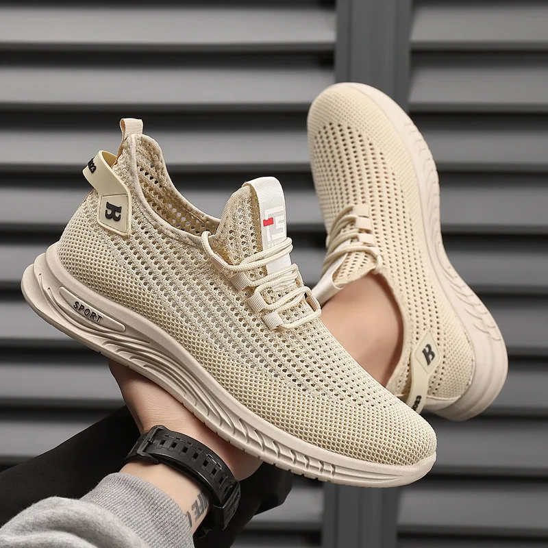 Men Mesh Knit Running Sneakers - Shock Absorbing Gym Trainers ulasan dan harga