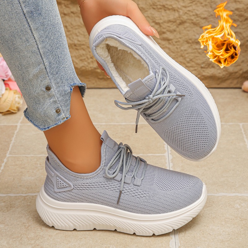 2027 Women's Outdoor Walking S - Knit Fabric Lace Up Sneakers ulasan dan harga