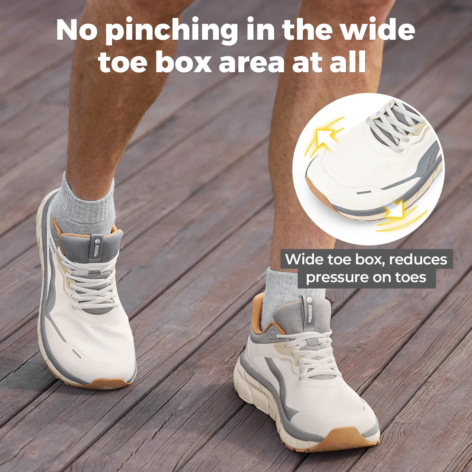 FitVille Extra Wide Toe Men's  - Wide Toe Box Running Sneakers ulasan dan harga